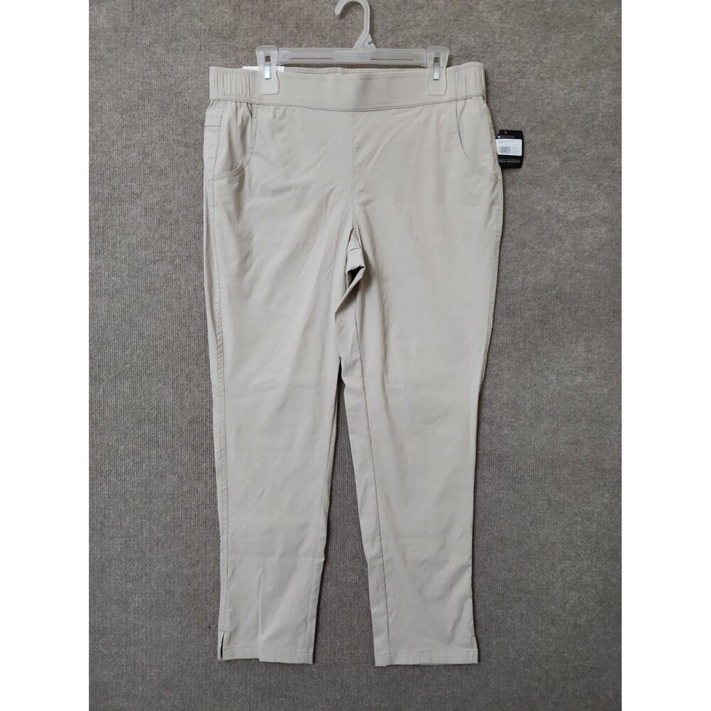 Eddie Bauer Tech Slim Ankle Pants Womens L Pumice Pull On UPF 50+ Stretch NEW